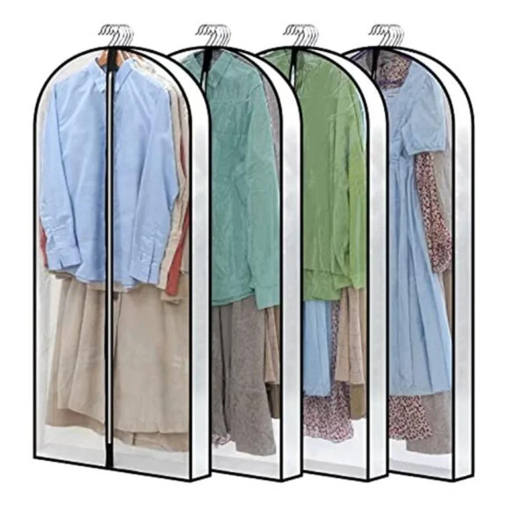 Clear Garment Bags Hanging Clothes Storage Suit Dress Coat Protector Zipper Bag